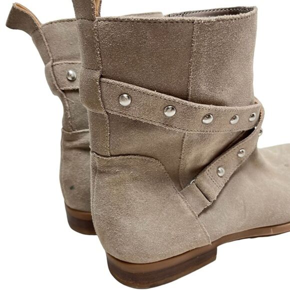 SOLE SOCIETY Taupe BELVANNE Genuine Leather Suede Ankle Boots Booties Shoes sz 8 - Picture 5 of 16